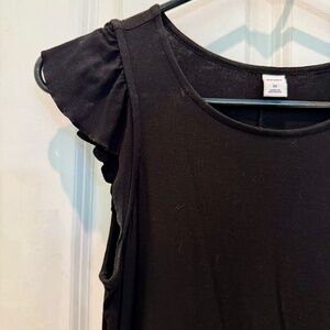 Black Cotton, Ruffled sleeves, mini dress in XS